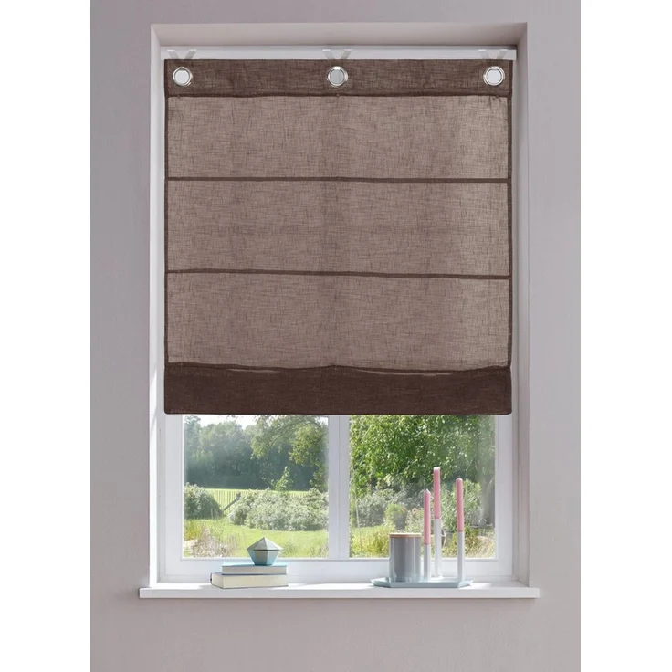 OTTO home Raffrollo Fiete, mit Hakenaufhängung, Leinen Optik, halbtransparent, monochrom, basic – Bild 1