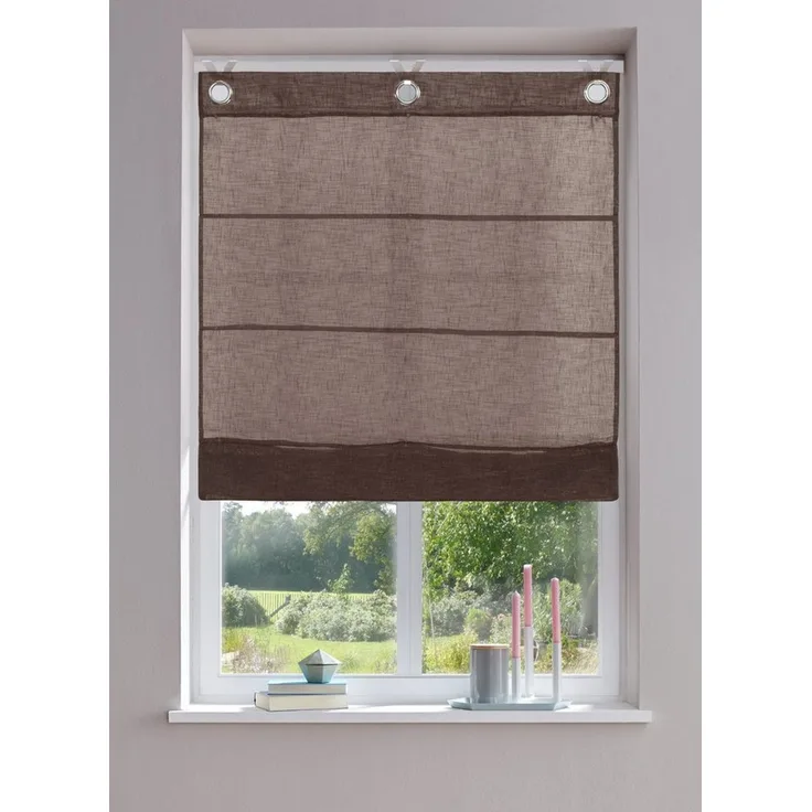 OTTO home Raffrollo Fiete, mit Hakenaufhängung, Leinen Optik, halbtransparent, monochrom, basic