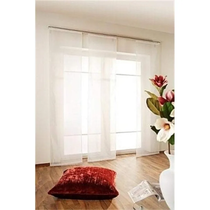 Flächenvorhang Voile weiss 245cm - Höhe (cm): 245, Farbe: Weiss