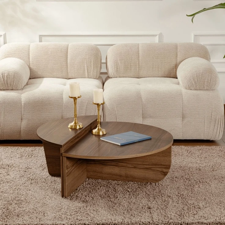 Calicosy Set aus 2 Couchtischen L90 cm - ORION - Dunkles Holz – Bild 6