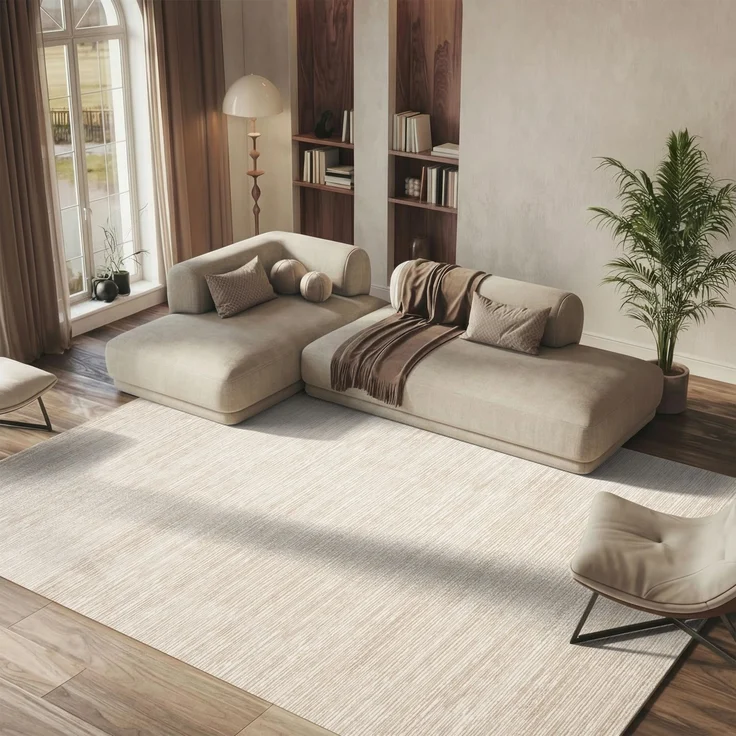 SAFAVIEH Modern Teppich für Wohnzimmer, Esszimmer, Schlafzimmer - Vision Collection, Kurzer Flor, Creme, 183 X 274 cm