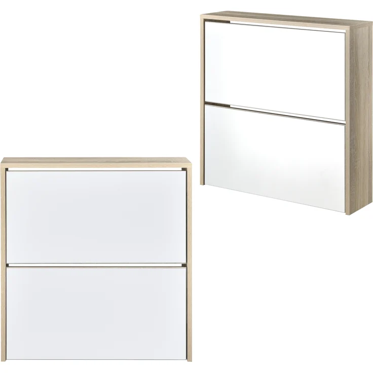 en. casa Schuhschrank Lund 67 x 63 x 17 cm mit 2 Türen Eiche – Bild 4