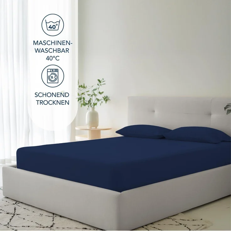Dreamzie Spannbetttlaken 100x200 cm - 35 cm Tiefe Tasche - 100% Mikrofaser Bettlaken - Dunkelblau, Schadstoffgeprüft(Oeko TEX), Bettlaken mit Gummizug – Bild 5