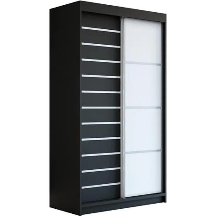 Schwebetürenschrank COLIN 2-türig Schrank 120 cm. Farbe: Schwarz , weiß
