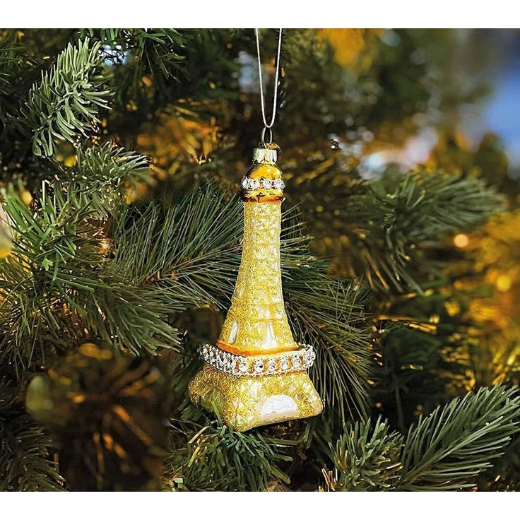Christbaumschmuck Eiffelturm Paris gold Christbaumanhänger Echt Glas Weihnachten – Bild 2