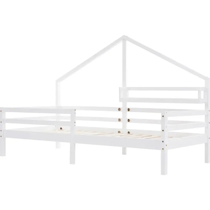 Kinderbett, Hausbett mit Rausfallschutz, Lattenrost und Regal, 90x200 cm, Einzelbett, Holzbett – Bild 8