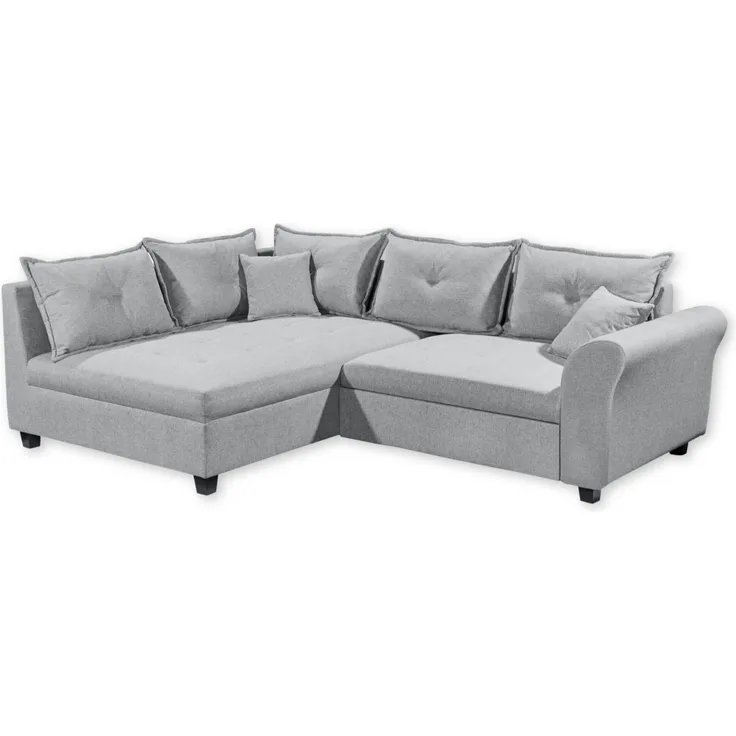 Stella Trading Liz Ecksofa mit Schlaffunktion in Grau - Modernes Schlafsofa in L-Form für Ihr Wohnzimmer - 252 x 87 x 175 cm (B/H/T)