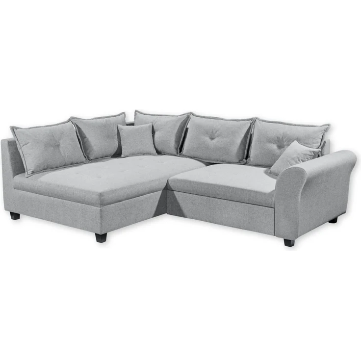 Stella Trading Liz Ecksofa mit Schlaffunktion in Grau - Modernes Schlafsofa in L-Form für Ihr Wohnzimmer - 252 x 87 x 175 cm (B/H/T)