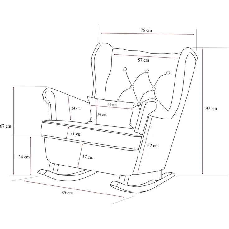 Schaukelsessel Ohrensessel Sessel NINON inkl. Hocker in Stoff Trinity Beige – Bild 5