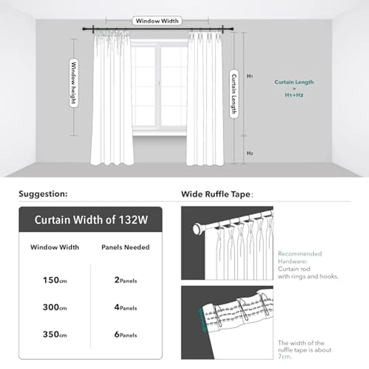 Deconovo Blickdichte Vorhänge mit Kräuselband Gardinen gegen Hitze Braun | 2er Set, H 245 x B 140 cm, Thermal Curtains, Schlafzimmer Gardinen, Schlafzimmer Vorhänge, für gegen Hitze, UV-schutz – Bild 7