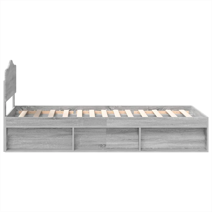 vidaXL Bettrahmen Graues Sonoma 100 x 200 cm Massives Kiefernholz 3412939 – Bild 7