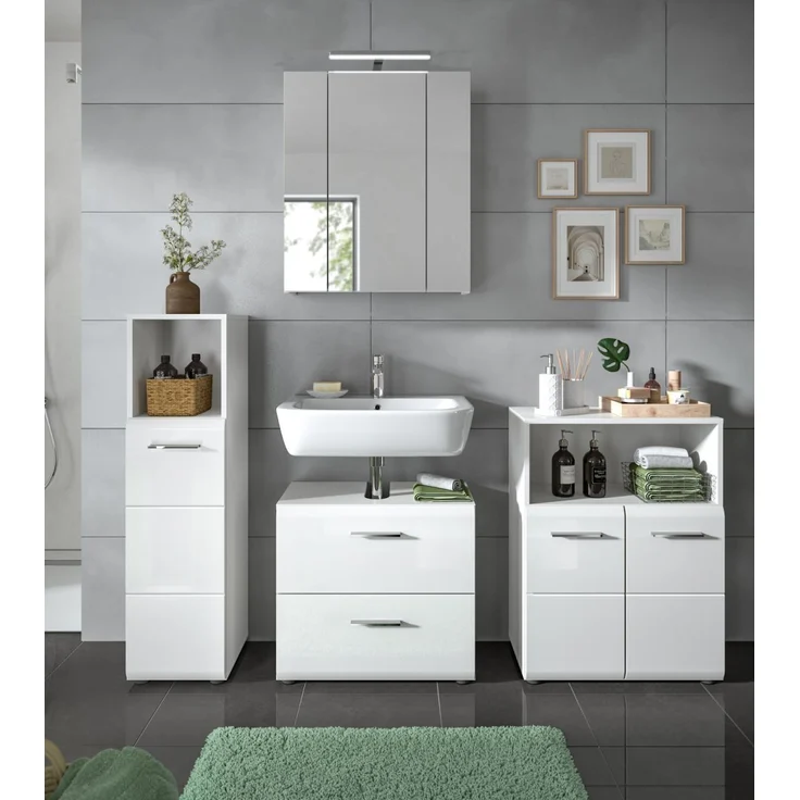 Badezimmer Kommode Cover in weiß Hochglanz 30 x 110 cm – Bild 6