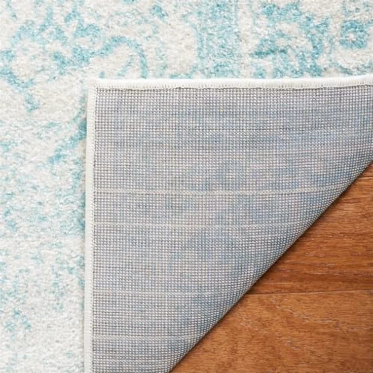 Safavieh Quadratischer Teppich 122x122 cm - Adirondack Collection - Transitional Design, Elfenbein & Hellblau, Pflegeleichte Synthetikmischung, Ideal für Wohnzimmer, Schlafzimmer, Büro – Bild 8