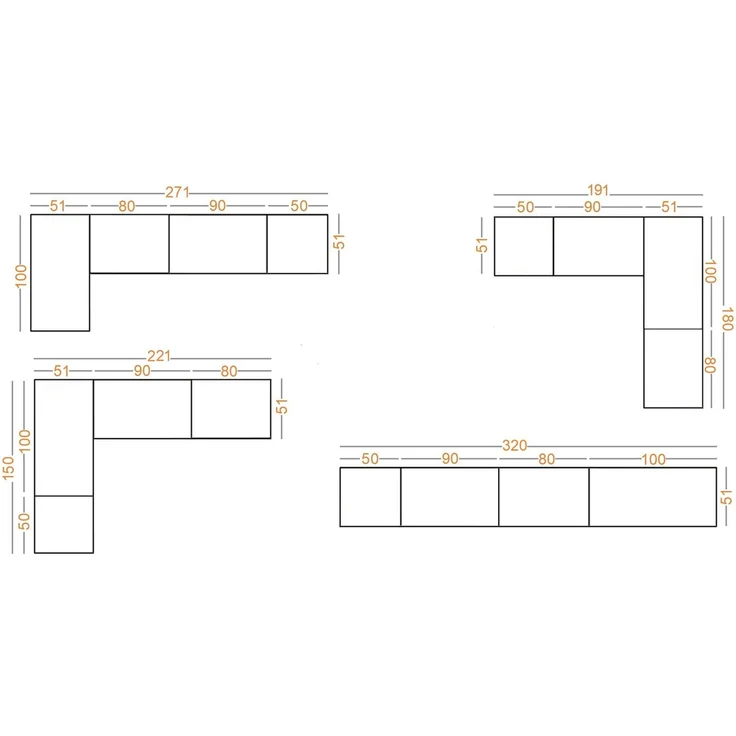 Marmex Möbel Tres Set-B/N (B) großer Schrank ohne Türen, Kleiderschrank mit Regalen und Kleiderstangen, Einbauschrank mit Aufsatz, laminierte Spanplatte, weiß 320x246x51 cm – Bild 3