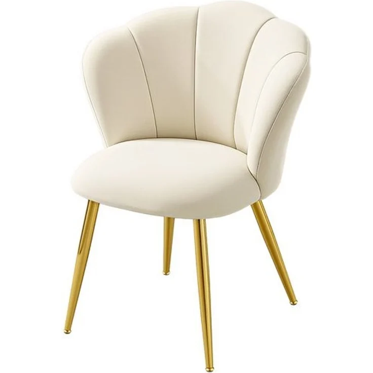 VASAGLE Esszimmerstuhl Blütenblattförmige Rückenlehne, gepolsterter Schminktischstuhl, Samt, bis 150 kg belastbar, Stahlbeine, für Küche, Wohnzimmer, Schlafzimmer – Bild 4