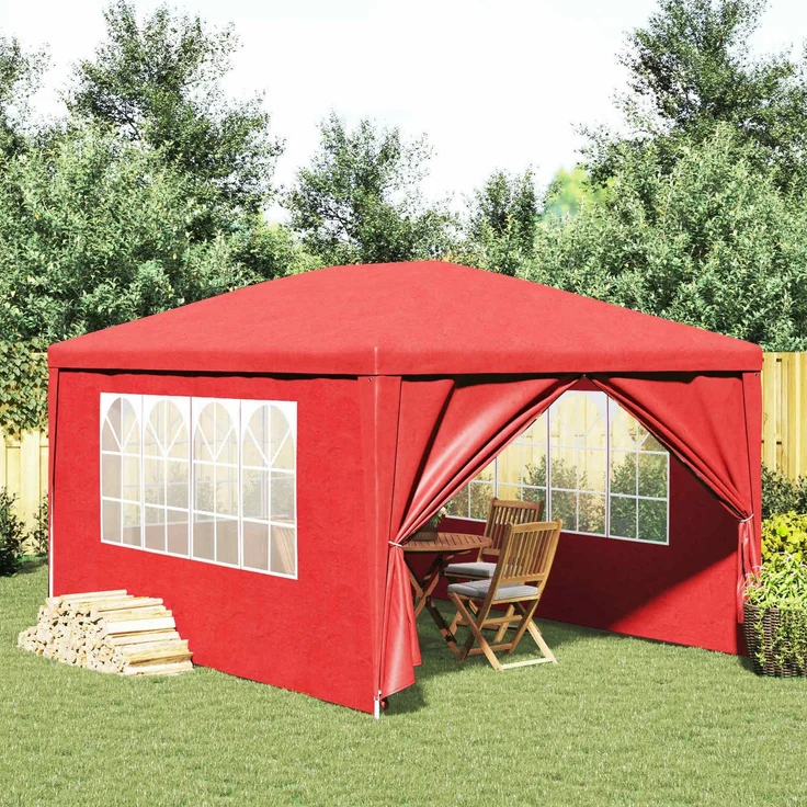vidaXL Party-Zelt Rot 400 x 300 x 255 cm PE und Stahl 42032347 – Bild 1