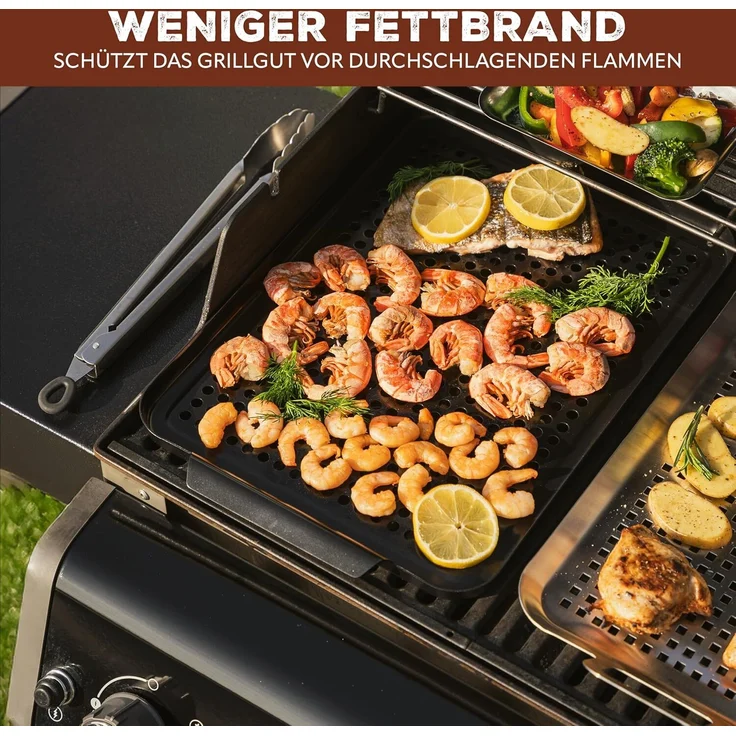 Bremermann 'MAXI' Grillplatte, antihaftbeschichtet, Stahl schwarz, 44,5 x 29,5 x 2,5 cm – Bild 4