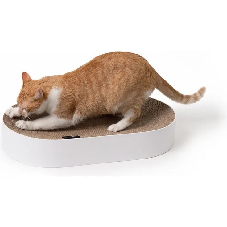 LucyBalu Kratzbrett SCRATCHBED Katzen Kartonbett, XXL Katzenbett aus Wellpappe rund, Kratzmöbel Katze, großes Kratzbrett, Katzen Kratzspielzeug