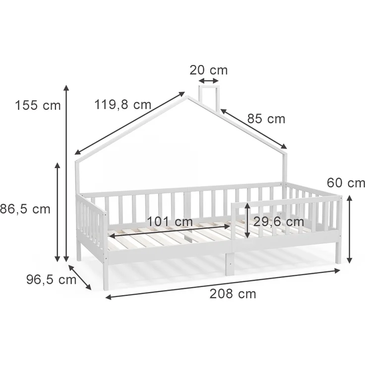 Hausbett Justus Weiß 90x200 cm Vitalispa – Bild 3