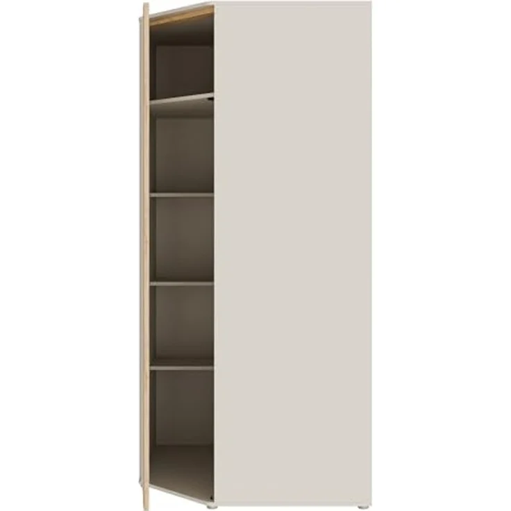 Forte WEXLIN Eckkleiderschrank 90 95, moderner Kleiderschrank mit Schranktür, Kinder- und Jugendzimmer, Kaschmir|Beige|Mauvella Eiche Holzdekor, 92,2 cm breit x 193,7 cm hoch x 92,2 cm tief – Bild 5
