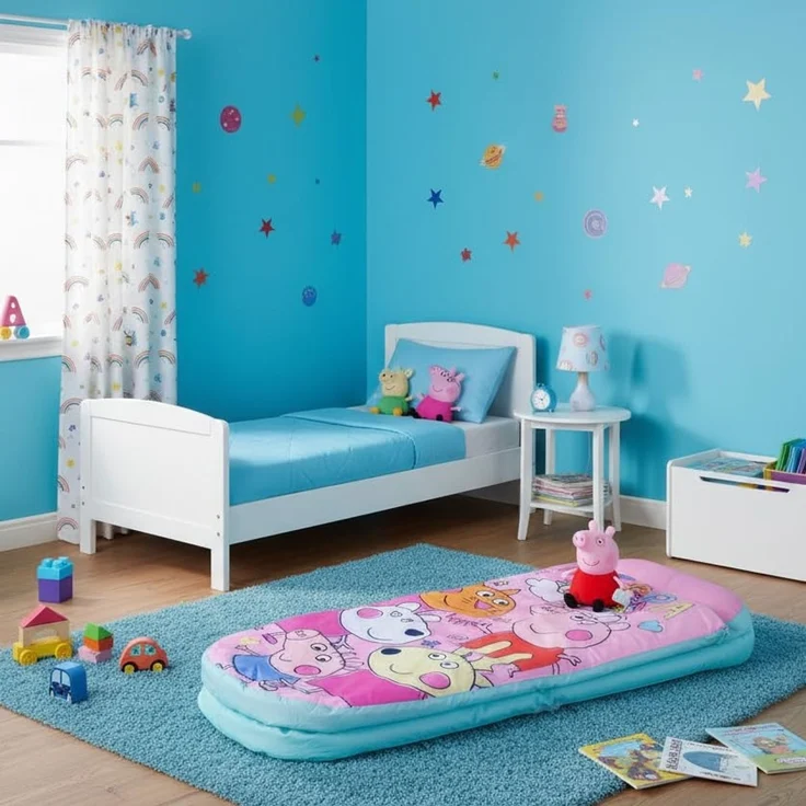 PEPPA PIG Character World and Friends ReadyBed Kids aufblasbares Luftbett und Schlafsack mit Pumpe | Reisematratze für Übernachtungen und Camping oder Zuhause, Rose – Bild 5