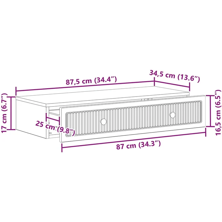 vidaXL Wandmontierter Beistelltisch Weiß 87,5 x 34,5 x 17 cm 897985 – Bild 9