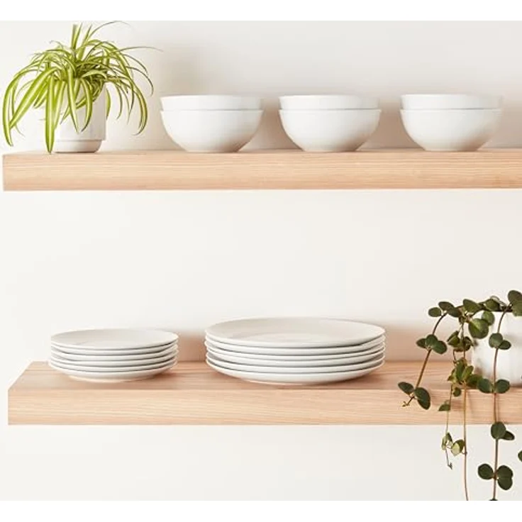 AmazonBasics Geschirrservice, 18-teilig, Weißes Porzellan Coupe, für 6 Personen – Bild 4