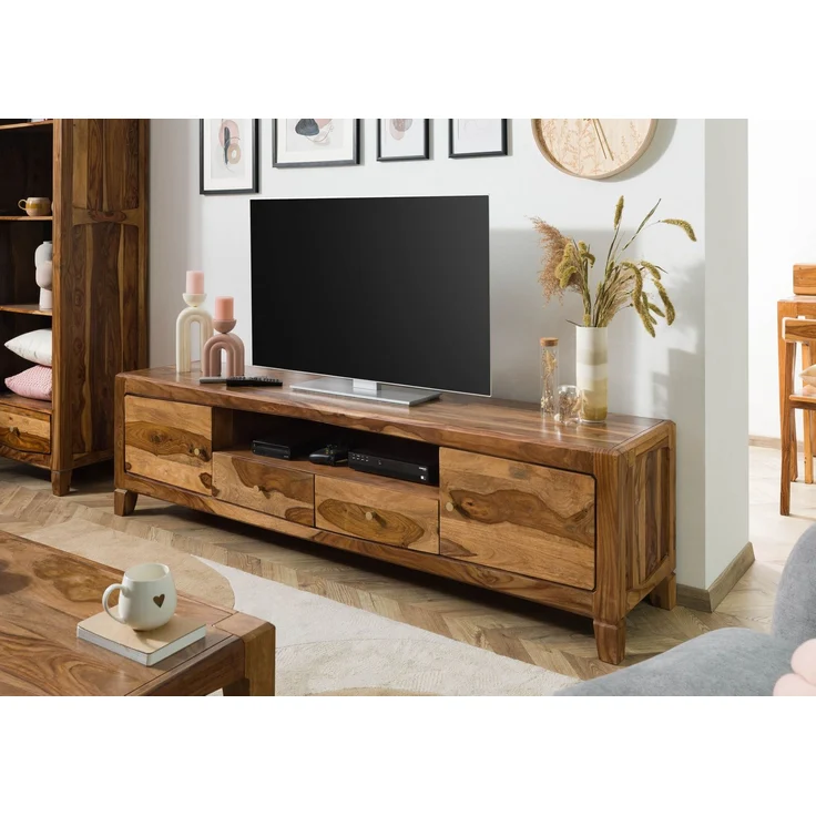 TV-Board Sheesham 200 x 45 x 55 braun lackiert ANCONA #111 – Bild 3