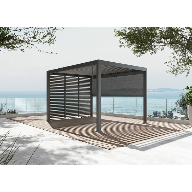 LINO Pavillon 300x300, Aluminium Lamellen, Pavillon Grau pulverbesch, Lamellen verstellbar – Bild 2