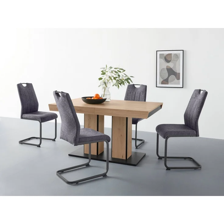 HELA Essgruppe Tisch ausziehbar 140 -220 cm, (Set, 5-tlg), Belastbarkeit 140 KG, bequem gepolstert mit Griff – Bild 1