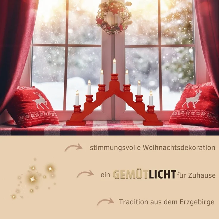 Weigla Lichterbogen Schwede, Weihnachtsdeko, Made in Germany (1-tlg), 7-flammig – Bild 4