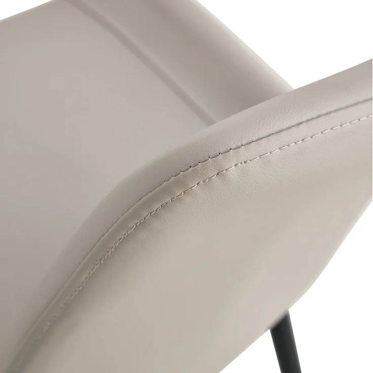 Essgruppe mit rundem Tisch Ø 100x76 cm, Glasablage & PU-Stühlen, Braun/Schwarz/Warmgrau – Bild 7