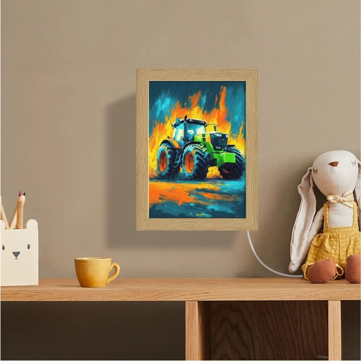 OnlyWow Wandleuchte Lightbox Abstrakt - Traktor - Grün - Jungen, Dimmbar, Farbwechsel, LED, Warmweiß, Kaltweiß, Neutralweiß Einstellbar, Wandlampe Innen, Dimmbar, mit Kabel, LED, Beleuchtung, Kinderzimmer – Bild 4