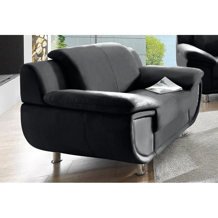 TRENDMANUFAKTUR Sessel Rondo, Breite 121 cm, breite Armlehnen, Füße chromfarben, Big-Sessel wahlweise mit Federkern, bequem – Bild 5