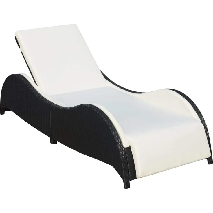 vidaXL Sonnenliege mit Polsterauflage Poly Rattan Schwarz 41975