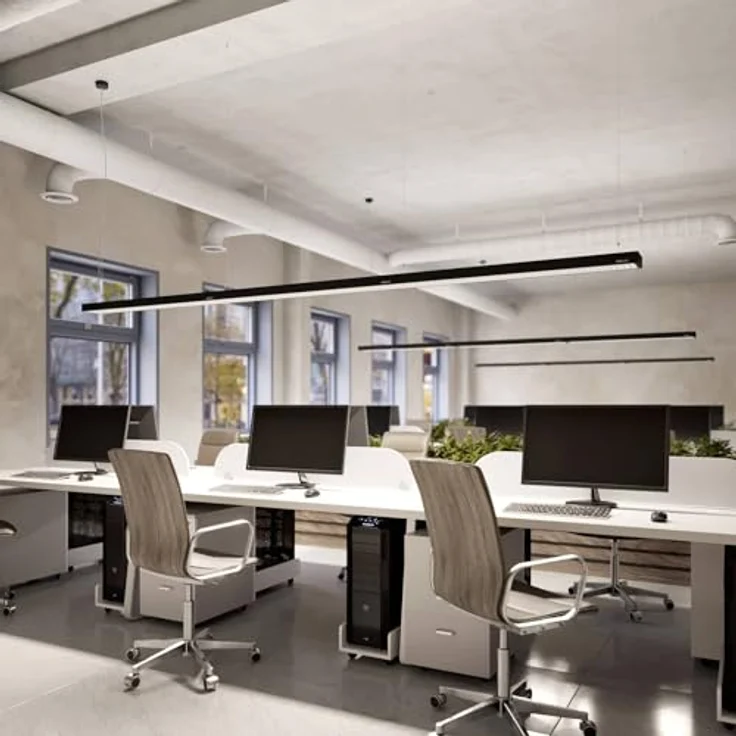 Arcchio LED Büroleuchte Susi, moderne 2-flammige Pendelleuchte aus schwarzem Aluminium für Büro und Arbeitszimmer – Bild 5