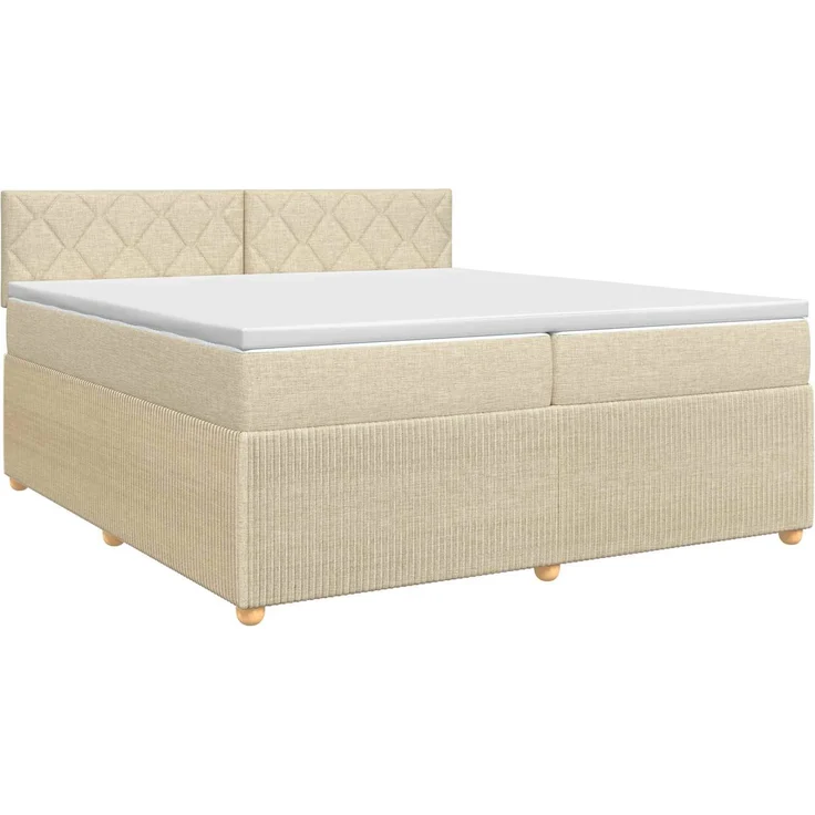 vidaXL Boxspringbett mit Matratze Creme 200 x 200 cm Stoff 3451557 – Bild 2