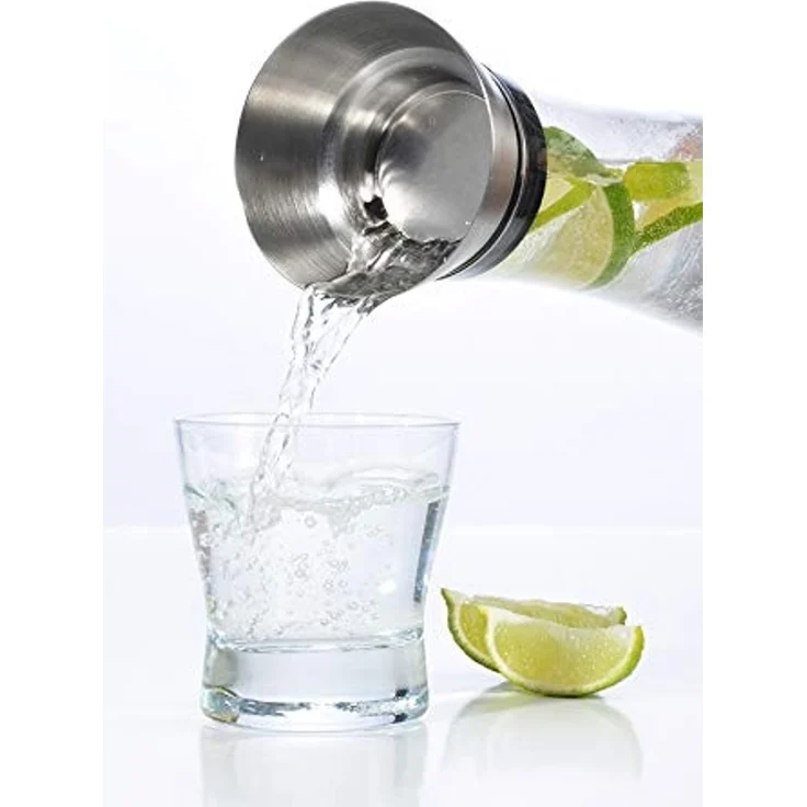 Wasserkaraffe Glaskaraffe Karaffe Wasserkrug Krug Glas mit Sieb 1 Liter – Bild 2