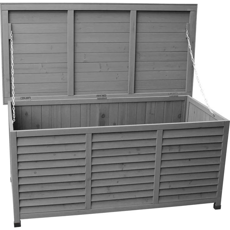 LECO Kissenbox VINTAGE, Tannenholz anthrazit lasiert, Stahlblechdeckel anthrazit, 132 x 66 x 61 cm – Bild 2