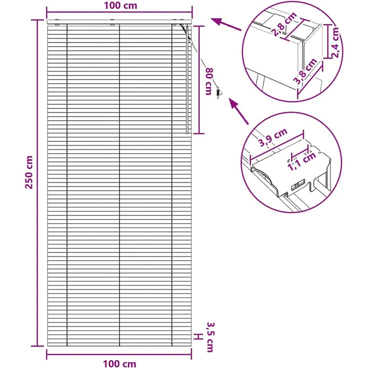 vidaXL Venezianische Jalousie Eichenoptik 100 x 250 cm 35 mm 42015366 – Bild 9