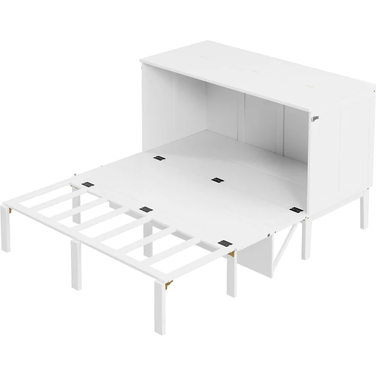 Novelux Schrankbett 140x200 cm vertikales Wandklappbett mit Lattenrost – Platzsparendes Jugendbett für kleine Räume, Holz & Metall, Weiß/Grau, bis 200kg – Bild 8