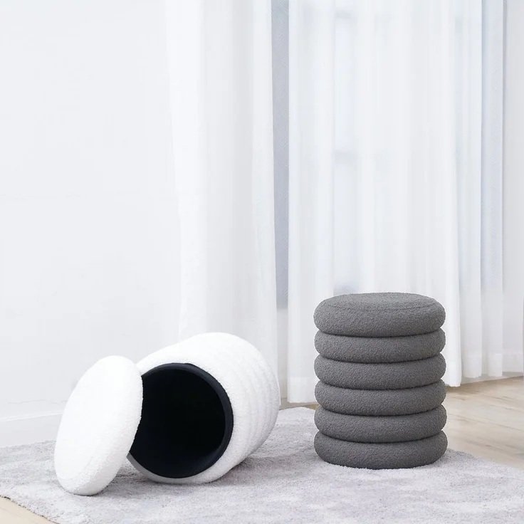 SVITA Stauraumhocker BLOSSOM XS, Pouf, Mit Stauraum, Bouclé-Bezug, Bequeme Polsterung, Modern – Bild 2