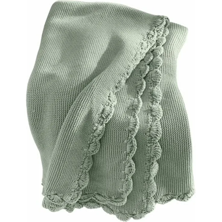 Babydecke Plaid Nymariel grün, Mirabeau, Baby, Weiche Baumwolle, Schmückende Häkelkante