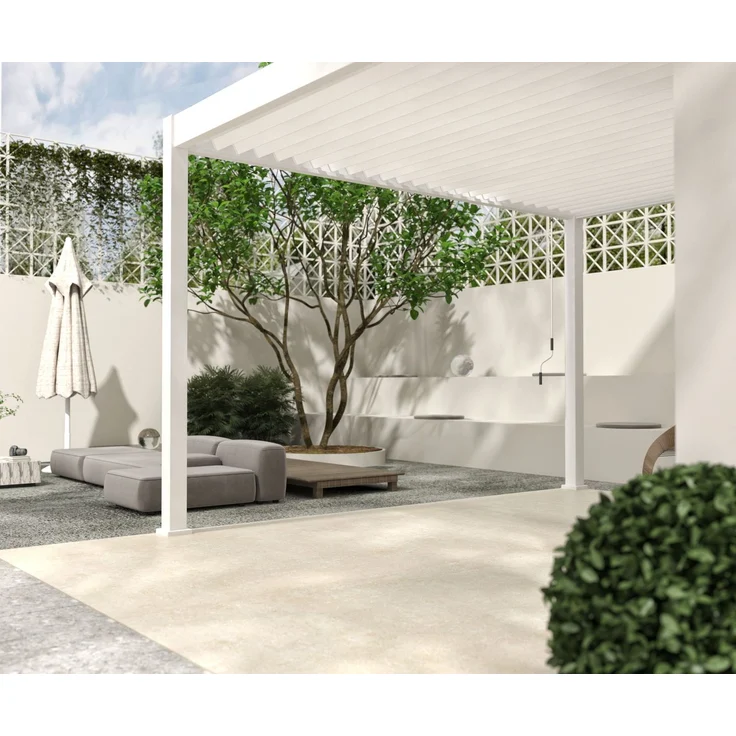 Weide Deluxe | Wand Pergola | Voll Aluminium | 3,6 x 4 M | Lamellendach weiß – Bild 8