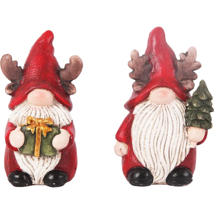 Dekofigur Zwerg Polyresin 15 cm rot weiß 2-fach sortiert