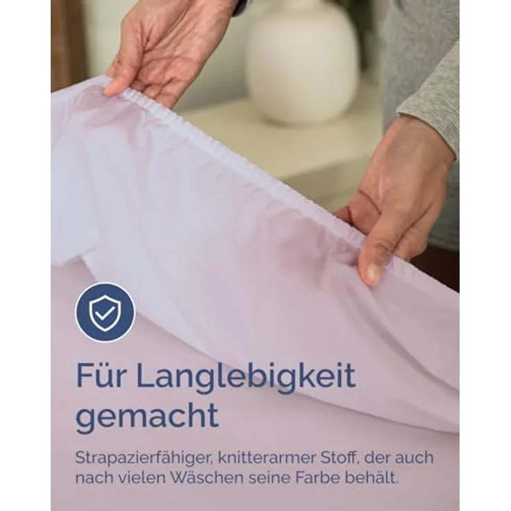 Spannbettlaken 200x220 cm Lavendel - 40cm (16") Tiefe Tasche - Premium Mikrofaser Spannbetttuch - Weich, Knitter- und Bügelfrei - Atmungsaktiv, Hypoallergen und Oeko-TEX Standard 100 Zertifiziert – Bild 6