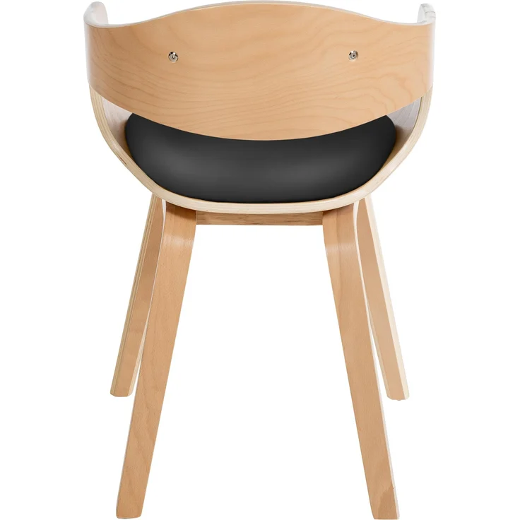 DELUKE® Besucherstuhl LONDON - 73x49x46cm, Natur/Schwarz Kunstleder Holz Gestell Konferenzstuhl Wartezimmerstuhl – Bild 5