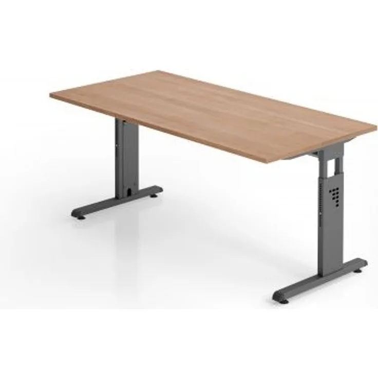 Büro Schreibtisch 160x80 cm Modell OS16 höheneinstellbar N = Nussbaum-Graphit