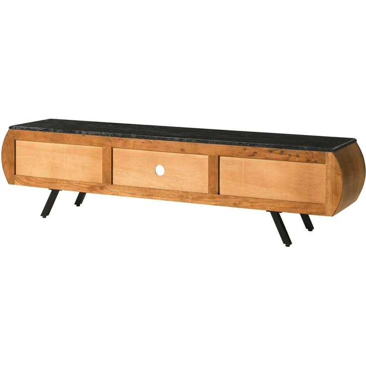 TV-Board Akazie 184x40x45 natur lackiert / Marmor schwarz MONTREAL #121 – Bild 10