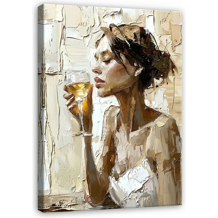 Wallarena Leinwandbild Frau Boho - Beige - Modern - Hochformat - Wohnzimmer, Frau, 30 x 40 x 2 cm